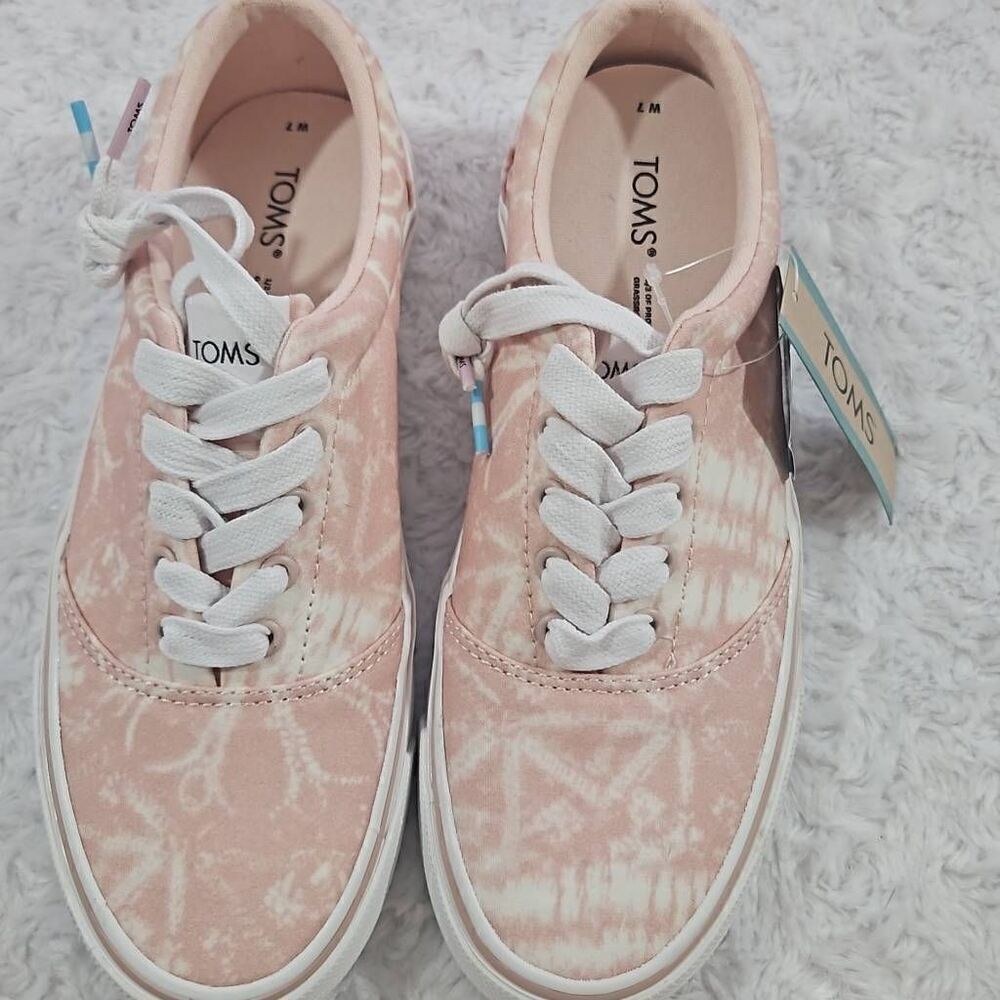 Tom's Alpargata Womens Size 7 Fenix Tie Dye sneaker cloudy pink patchwork batik